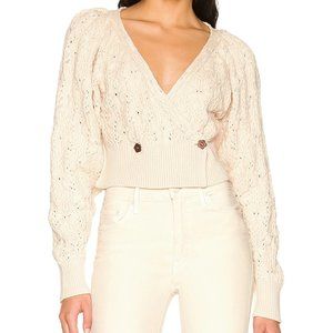 Free People Olive You Cable Wrap Cardigan in Macadamia